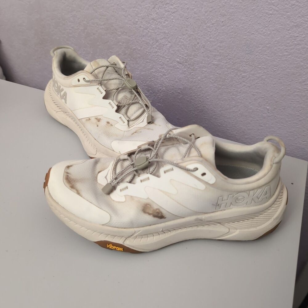 HOKA One One Transport Shoes Women Size 8 B Eggnog Beige Vibram Hiking Trail